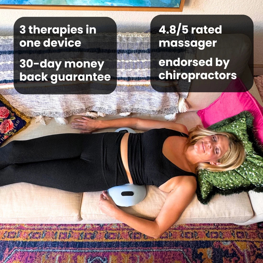 Okayso Multi-functional 3-in-1 Back Massager with Relief Bed Sleeping Shiatsu Deep Tissue Portable Shoulder Lower Waist Massager