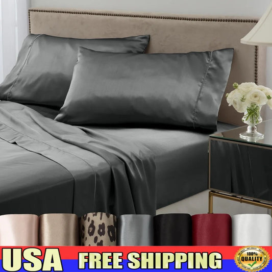 Luxury Satin Pillowcases Set of 2 Soft Breathable Hypoallergenic Hair Skin Comfortable King Size Bedding