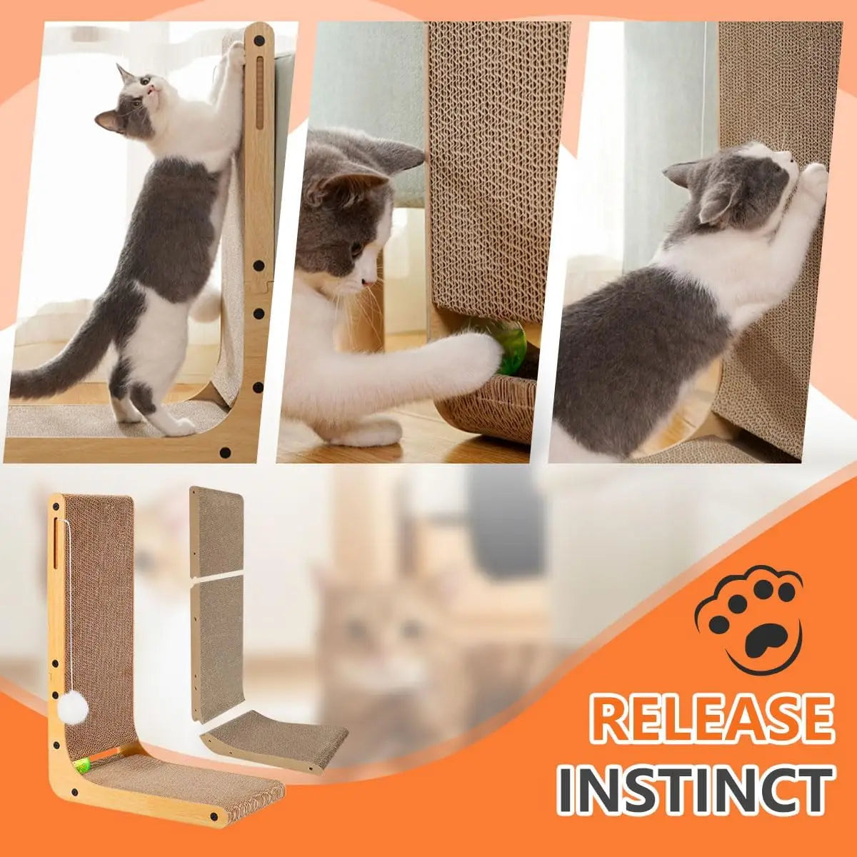 L Shaped Cardboard Cat Scratcher Pad For Indoor Furniture Protection
