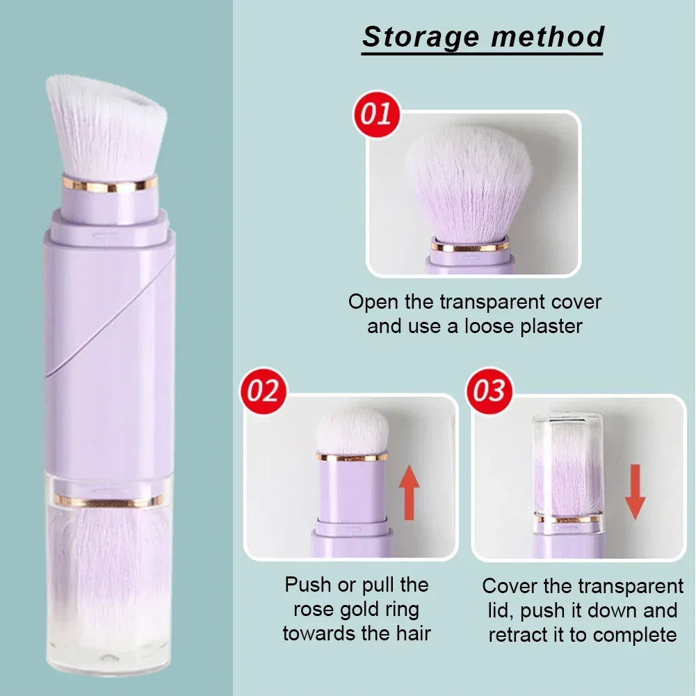 2 In 1 Telescopic Makeup Brush Portable Travel Makeup Brushes Set Eyeshadow Loose Powder Mini Makeup Brush Beauty Tools
