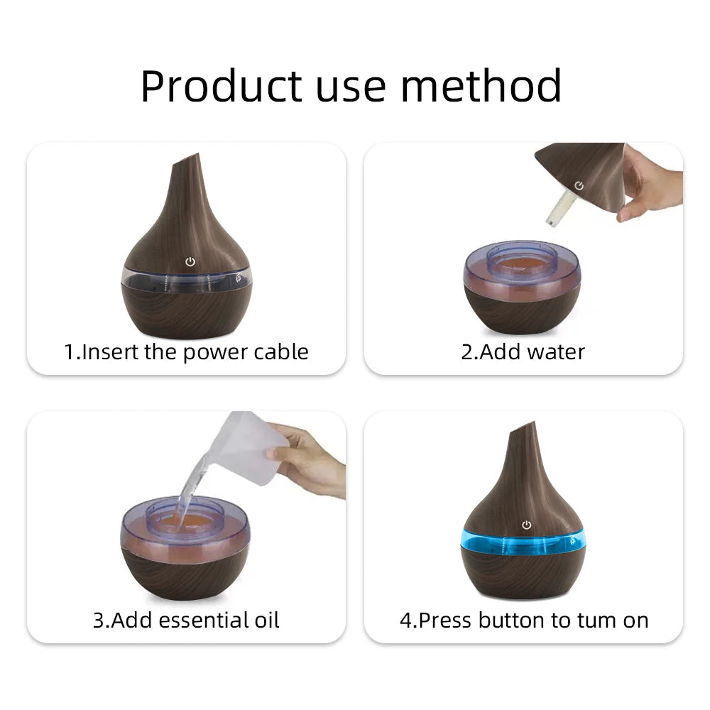 2-Pack 300ml Essential Oil Diffuser Humidifier  Auto Shut-Off, 7 Color Lights, USB Powered  Ultra Quiet Aromatherapy for Sleep,