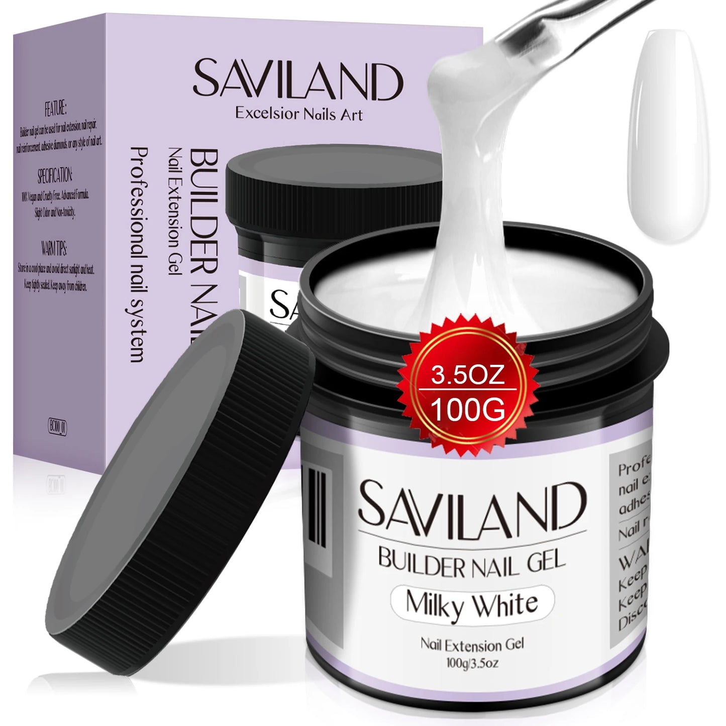 Saviland 100g Builder Nail Gel Clear Nude Pink Nail Extension Gel Multifunctional Nails Art Gel Polish Soak Off UV for Salon DIY