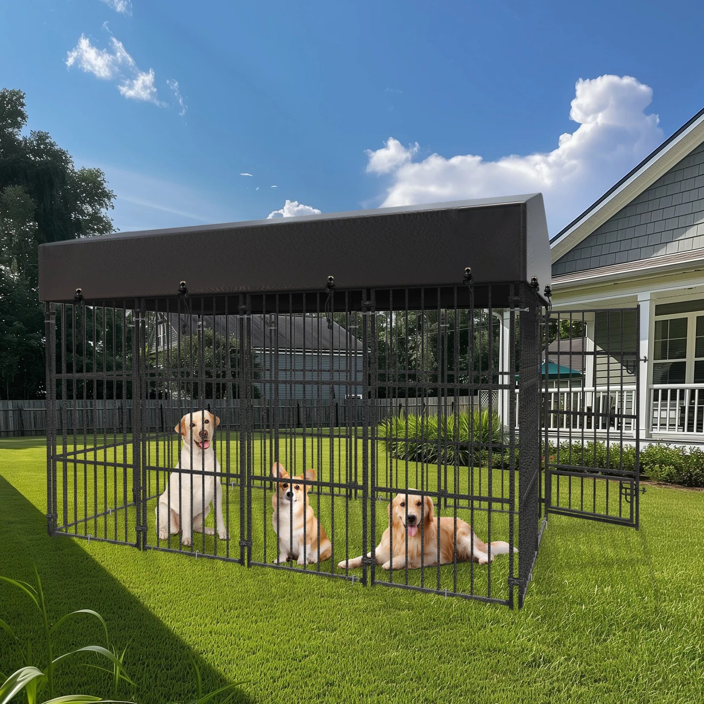 Hign-concerned Outdoor Dog Kennel Playpen With Roof Shelter