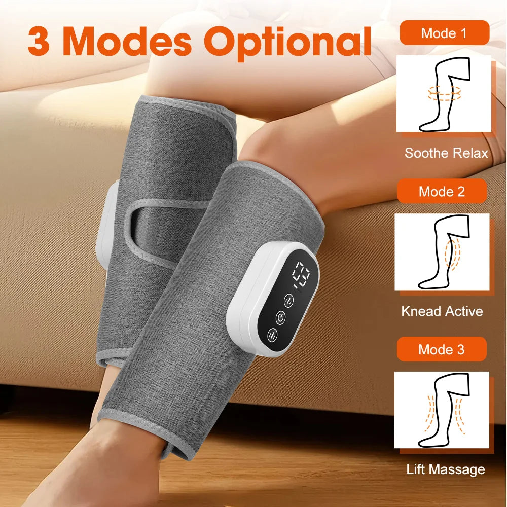 360° Air Pressure Heating Calf Massager Wireless Leg Massage 3 Mode Airbag Compresstion Relax Foot Calf Muscle Relieve Fatigue