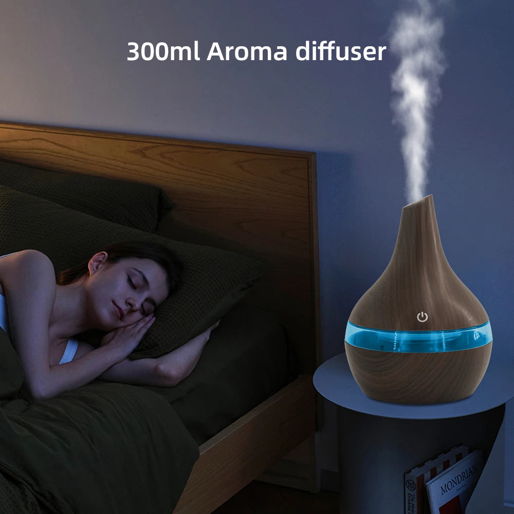 2-Pack 300ml Essential Oil Diffuser Humidifier  Auto Shut-Off, 7 Color Lights, USB Powered  Ultra Quiet Aromatherapy for Sleep,