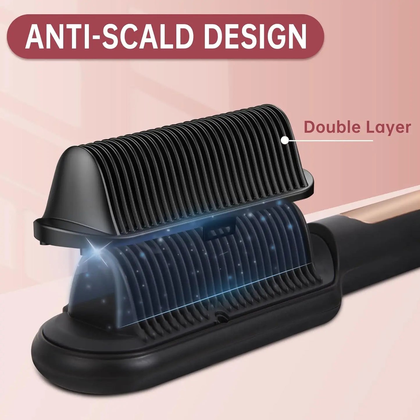 AP02 Negative Ionic Hair Straightener Brush, Fast Heating, Anti-Scald & Auto-Shut Off Hair Brush Straightener for Women