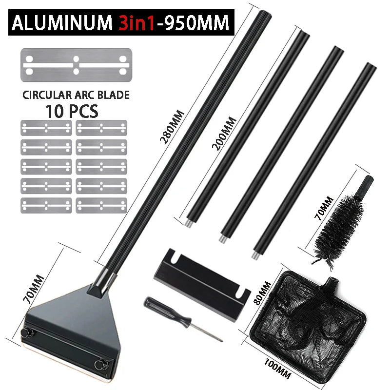Aquarium Algae Remover Aluminum Alloy Stainless Steel Scraper Blade Fish Tank Glass Water Plant Grass Cleaning Tools Accessories
