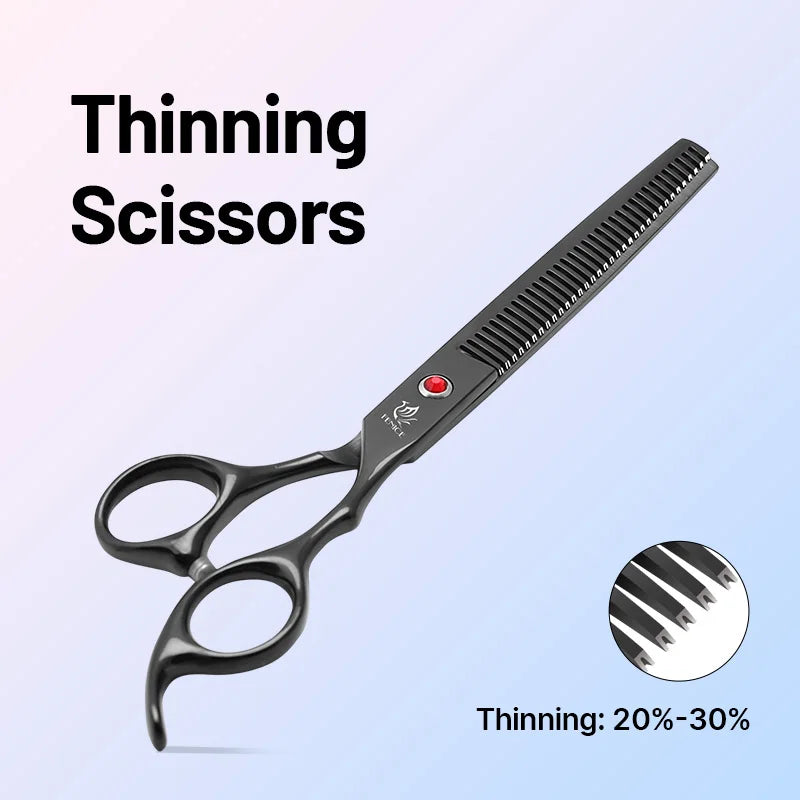 Fenice Classical Model homeuse 9cr steel 6.5/7.0 Inch rainbow&black dog grooming scissors Shears set for household pet owner