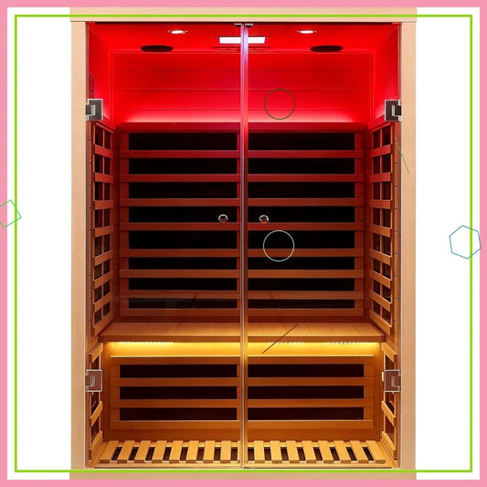 2 Person Ultra Low EMF Far Infrared Sauna for Home, Hemlock Wood with Bluetooth & Chromatherapy