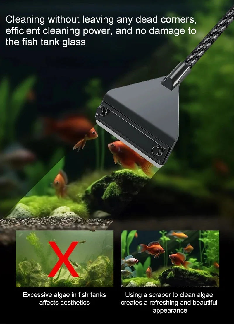 Aquarium Algae Remover Aluminum Alloy Stainless Steel Scraper Blade Fish Tank Glass Water Plant Grass Cleaning Tools Accessories