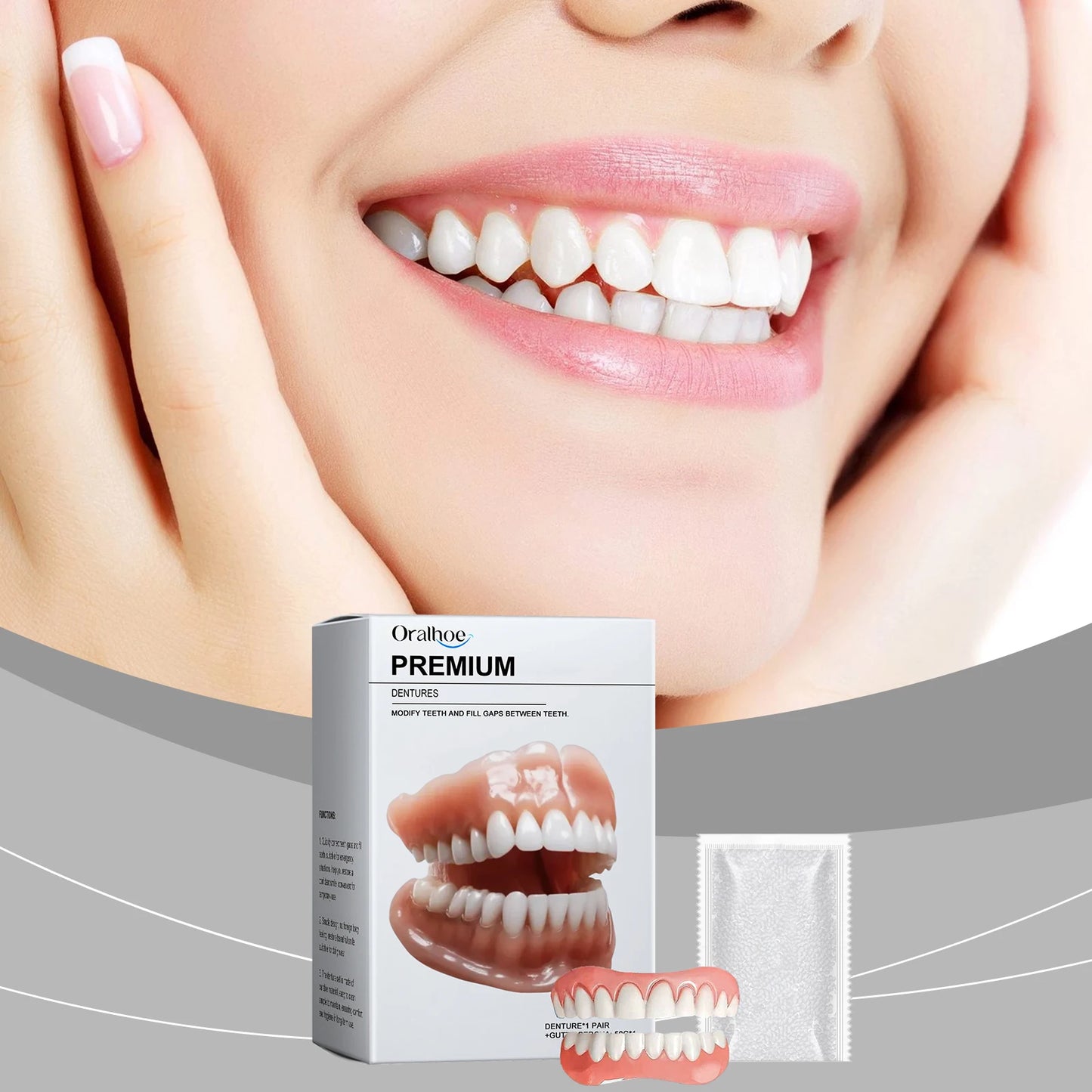 Soft Silicone Dentures to Eat Enhance Chewing Ability Improve Dark Tooth Loss Temporary Orthodontic Braces False Teeth Full Set